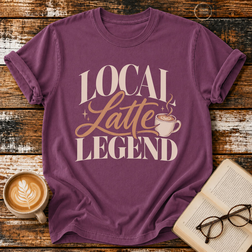 Local Latte Legend T-Shirt | Funny Coffee Lover Graphic Tee | Retro Barista Coffee Shirt