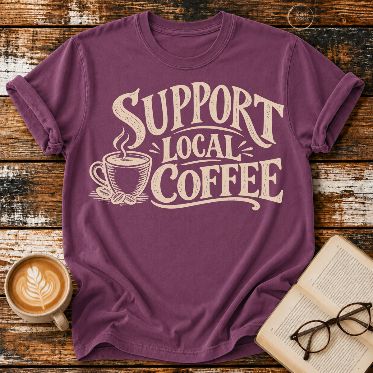 Support Local Coffee Vintage T-Shirt | Coffee Lover Graphic Tee | Retro Coffee Shop Shirt