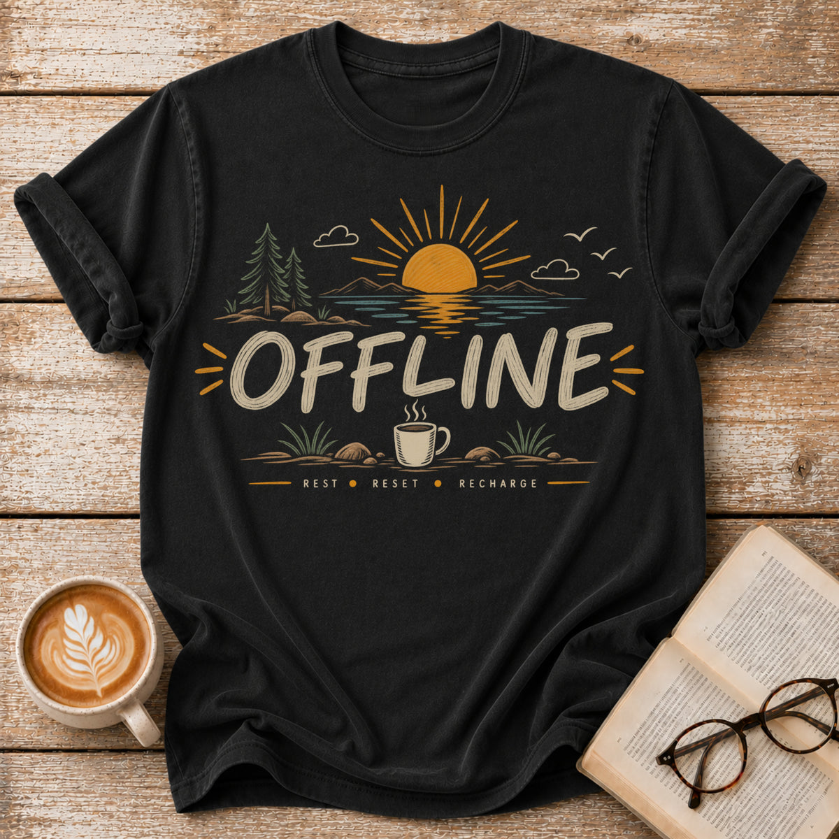 Offline Vintage T-Shirt | Slow Living Graphic Tee | Nature Lover Shirt