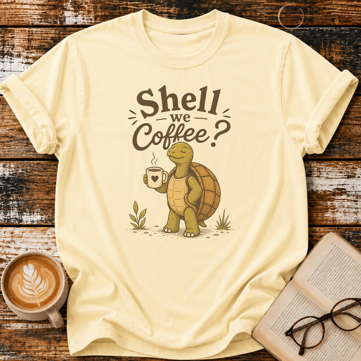 Shell We Coffee? Vintage T-Shirt | Funny Coffee Lover Tee | Slow Living Shirt