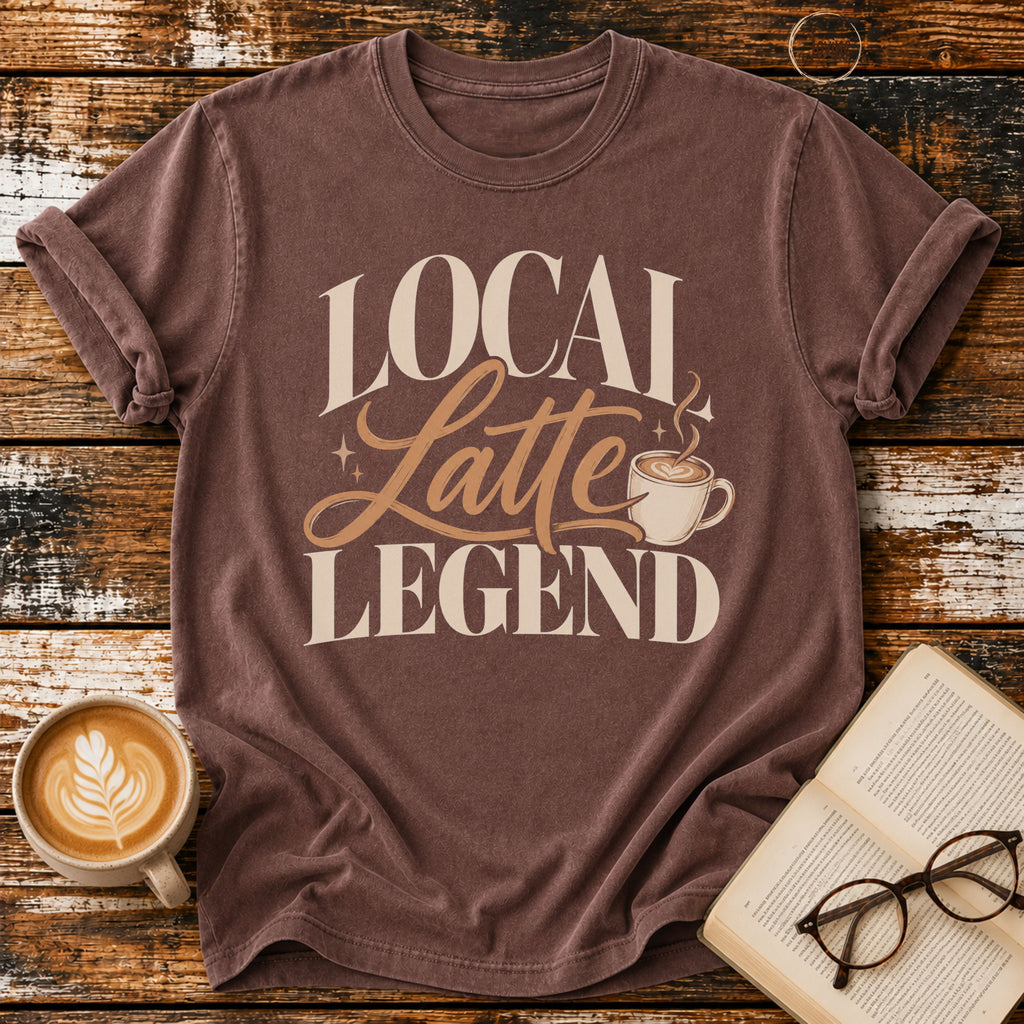 Local Latte Legend T-Shirt | Funny Coffee Lover Graphic Tee | Retro Barista Coffee Shirt