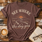 See Where the Day Goes Vintage T-Shirt | Retro Sunset Slow Living Tee | Take It Easy Graphic Shirt
