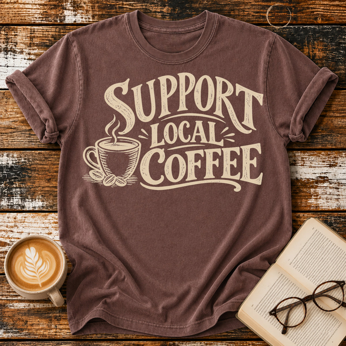 Support Local Coffee Vintage T-Shirt | Coffee Lover Graphic Tee | Retro Coffee Shop Shirt