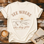 See Where the Day Goes Vintage T-Shirt | Retro Sunset Slow Living Tee | Take It Easy Graphic Shirt