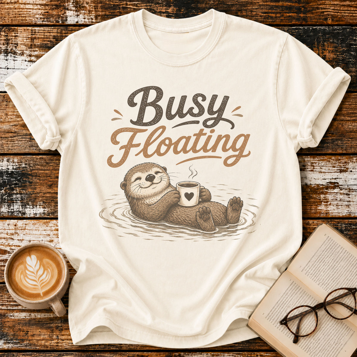 Busy Floating Vintage T-Shirt | Funny Coffee Lover Tee | Slow Living Shirtt