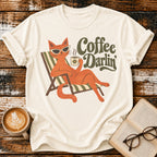 Coffee Darlin’ Vintage T-Shirt | Retro Cat Coffee Lover Tee | Funny Cozy Graphic Shirt