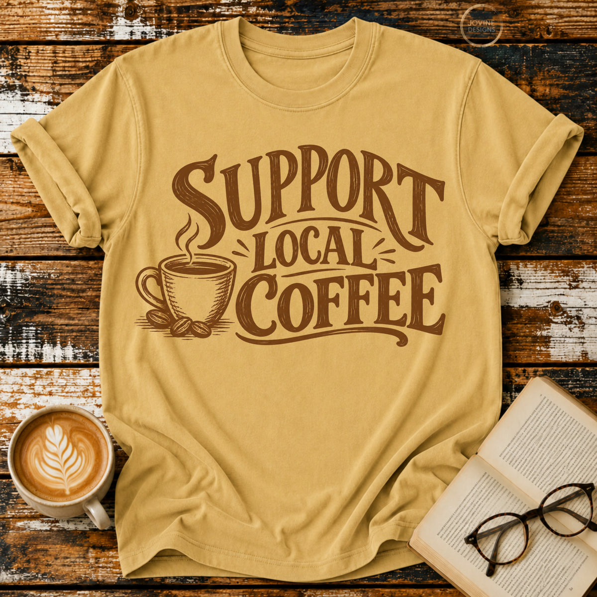 Support Local Coffee Vintage T-Shirt | Coffee Lover Graphic Tee | Retro Coffee Shop Shirt