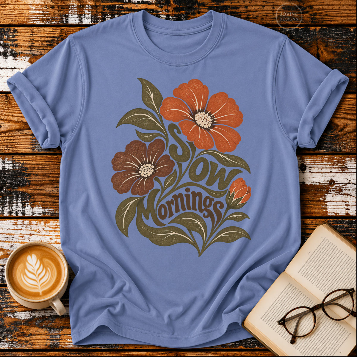 Slow Mornings Vintage T-Shirt | Retro Floral Slow Living Tee | Cozy Morning Shirt
