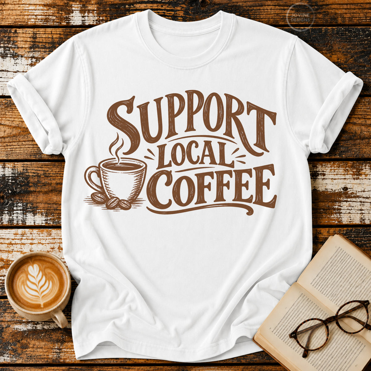 Support Local Coffee Vintage T-Shirt | Coffee Lover Graphic Tee | Retro Coffee Shop Shirt