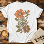 Grow Slow Vintage T-Shirt | Retro Floral Slow Living Tee | Cozy Botanical Graphic Shirt