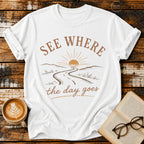 See Where the Day Goes Vintage T-Shirt | Retro Sunset Slow Living Tee | Take It Easy Graphic Shirt