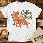 Coffee Darlin’ Vintage T-Shirt | Retro Cat Coffee Lover Tee | Funny Cozy Graphic Shirt