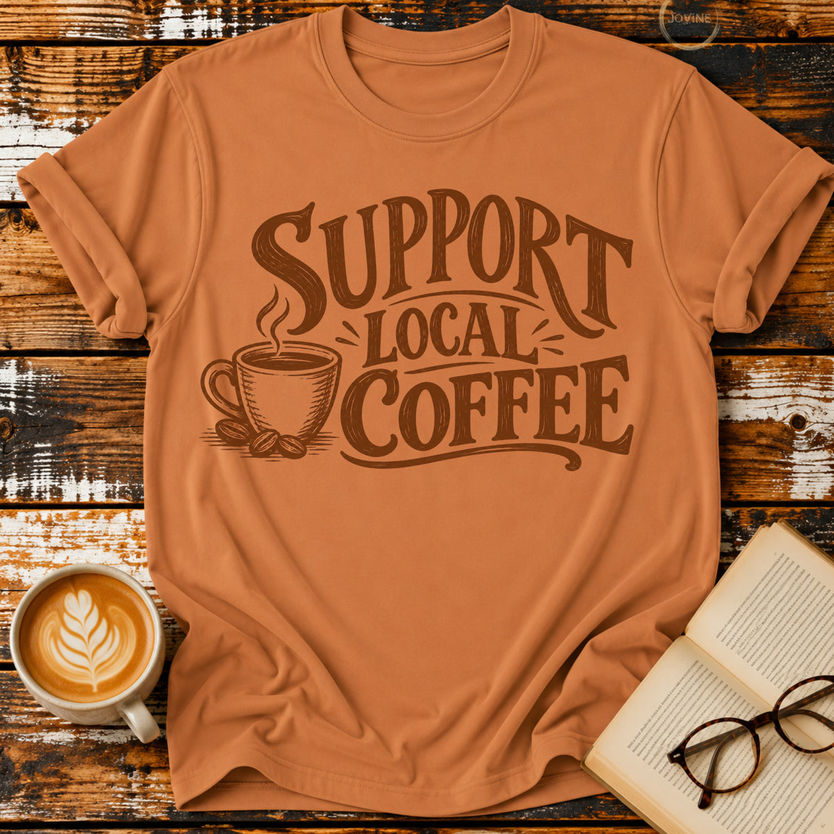Support Local Coffee Vintage T-Shirt | Coffee Lover Graphic Tee | Retro Coffee Shop Shirt