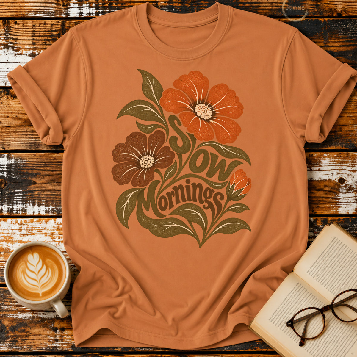 Slow Mornings Vintage T-Shirt | Retro Floral Slow Living Tee | Cozy Morning Shirt