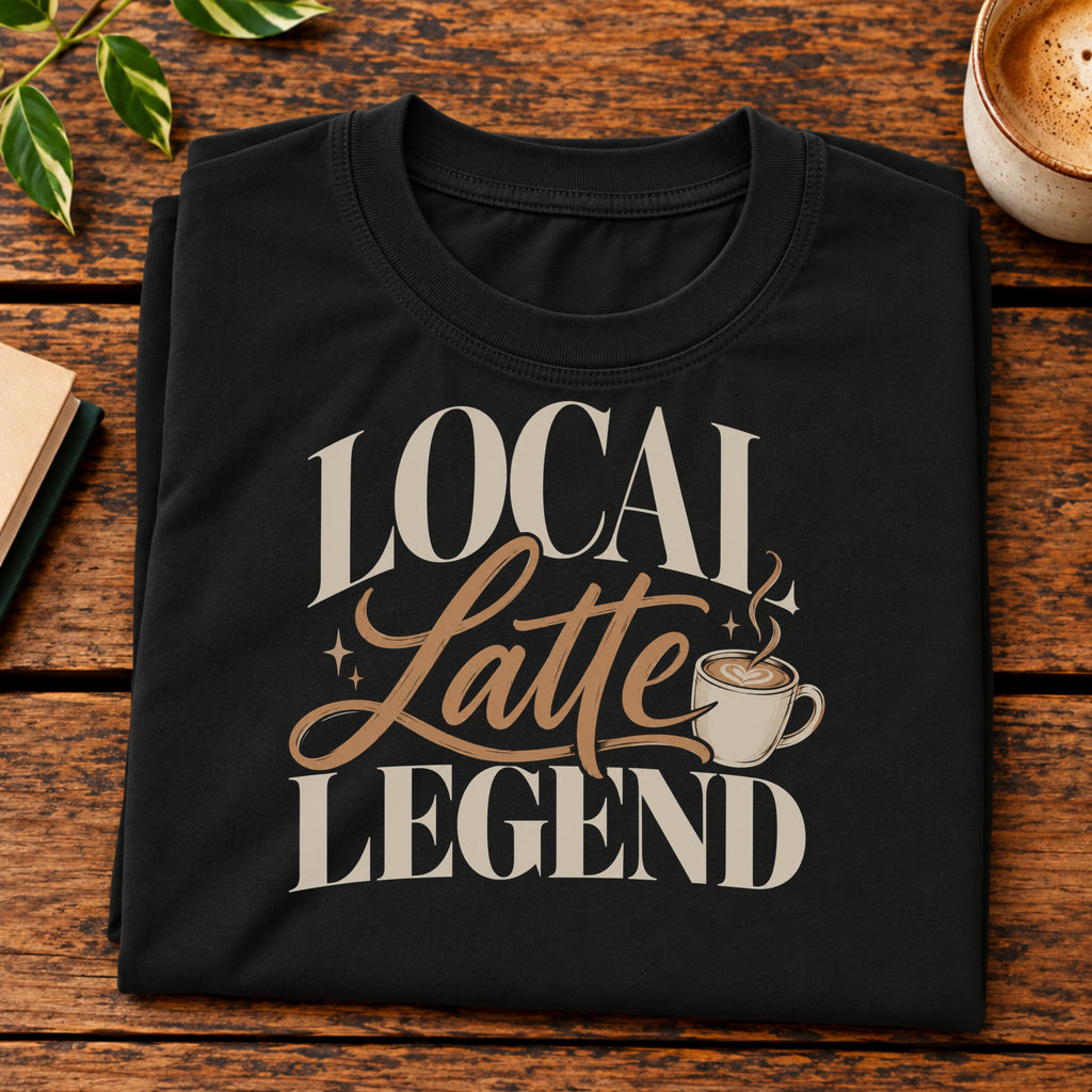 Local Latte Legend T-Shirt | Funny Coffee Lover Graphic Tee | Retro Barista Coffee Shirt