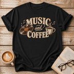 Music and Coffee Vintage T-Shirt | Retro Vinyl Coffee Lover Tee | Cozy Music Lover Shirt