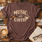 Music and Coffee Vintage T-Shirt | Retro Vinyl Coffee Lover Tee | Cozy Music Lover Shirt