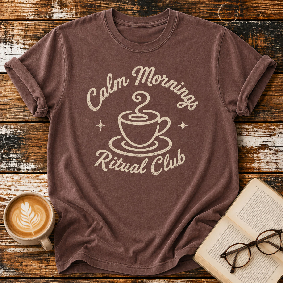 Calm Morning Ritual T-Shirt | Vintage Coffee Lover Graphic Tee | Slow Living Shirt