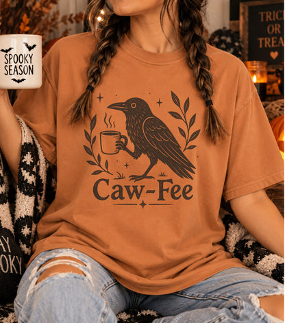 Caw-Fee Vintage T-Shirt | Funny Coffee Lover Tee | Crow Graphic Shirt  Caw-Fee Tee