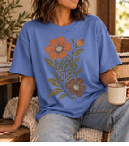 Grow Slow Vintage T-Shirt | Retro Floral Slow Living Tee | Cozy Botanical Graphic Shirt