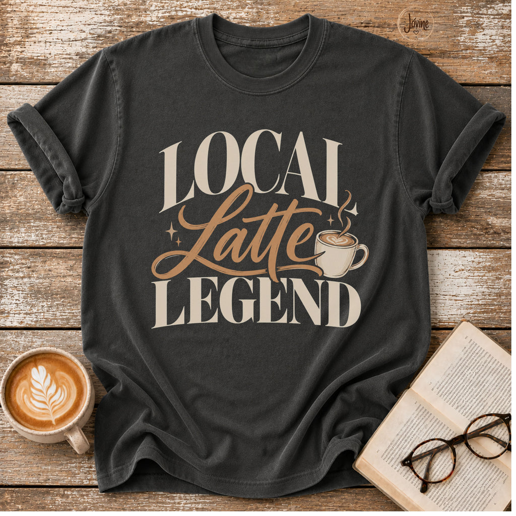 Local Latte Legend T-Shirt | Funny Coffee Lover Graphic Tee | Retro Barista Coffee Shirt